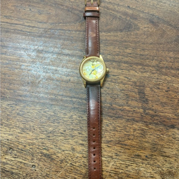 Armitron Tweety Bird With Floating Hearts 1999 Leather Band Glass Has A Bubble - Picture 4 of 8